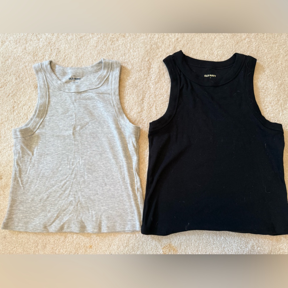 Old Navy Light Gray and Black Tank Tops
